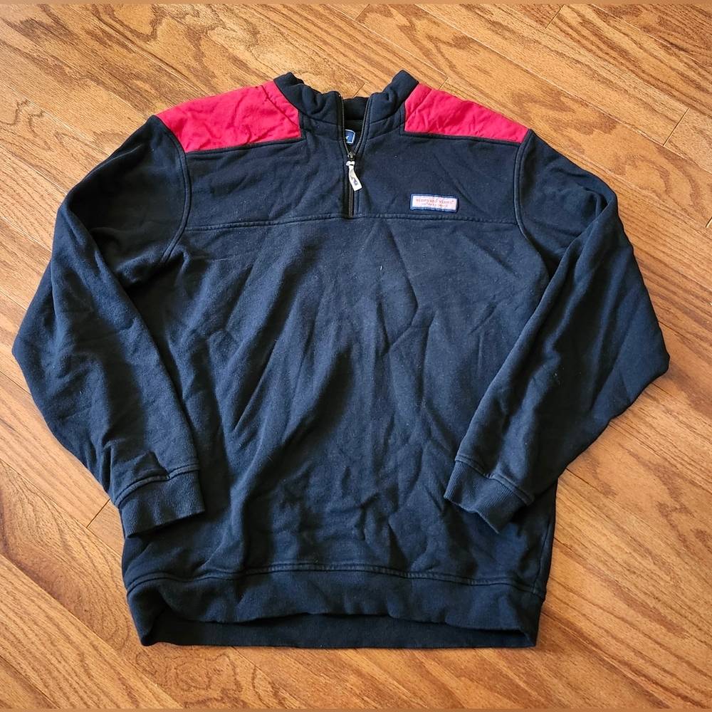 Vineyard Vines Men's Quarter-Zip 2-Tone Red & Navy Pullover Size Large‎